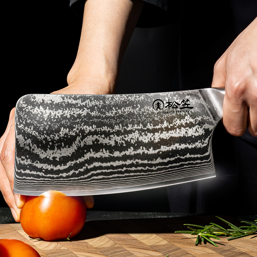 MATSUKASA CENTURY cleaver entering a tomato